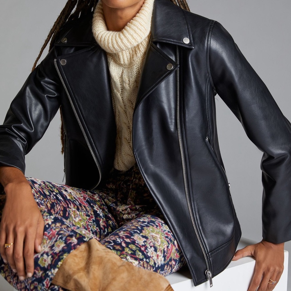 Avec Les Filles Relaxed Faux Leather Jacket